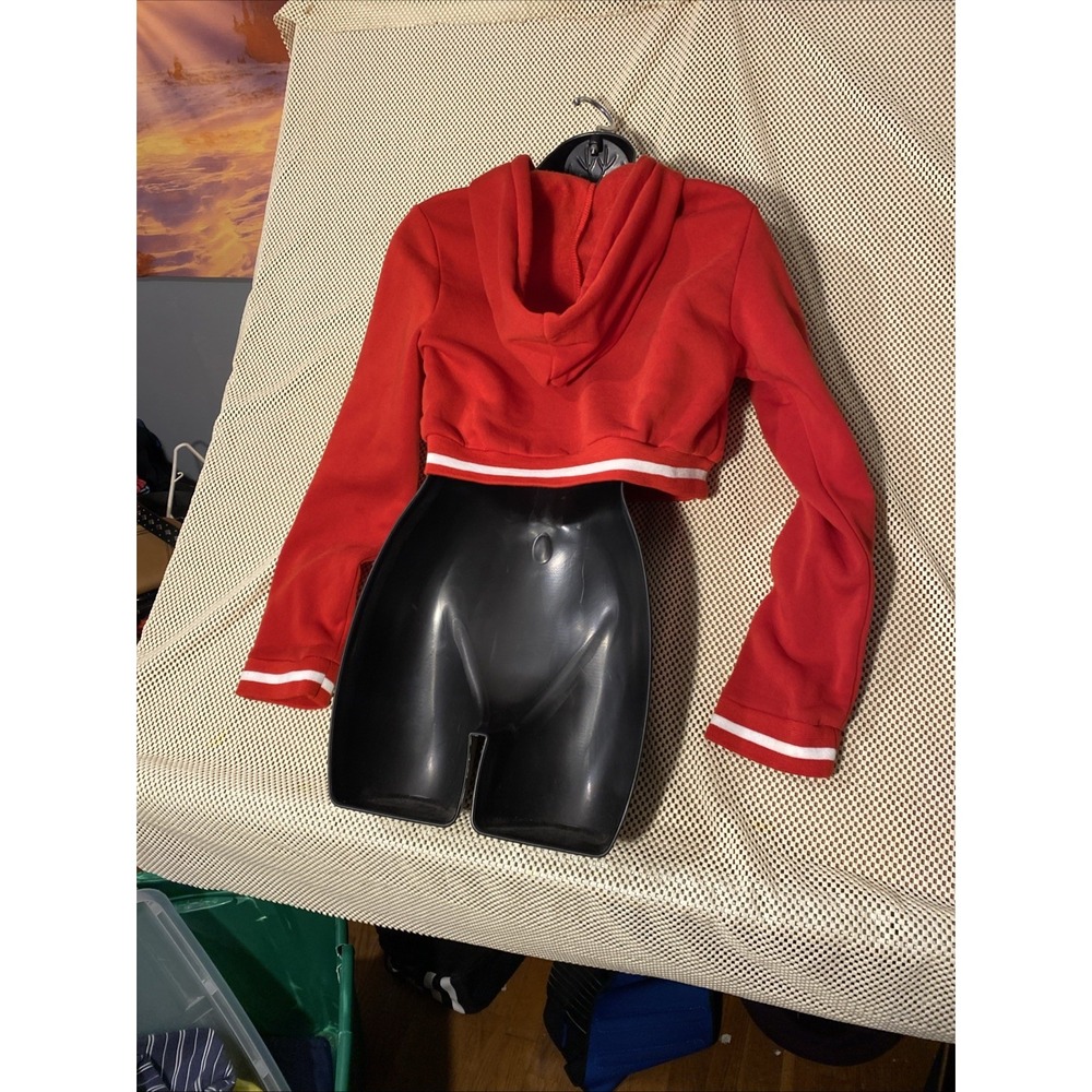 New Look Crop Hoodie Womens Medium Varsity Letter‎ Red White Length 14" Pit 19" - Picture 4 of 8